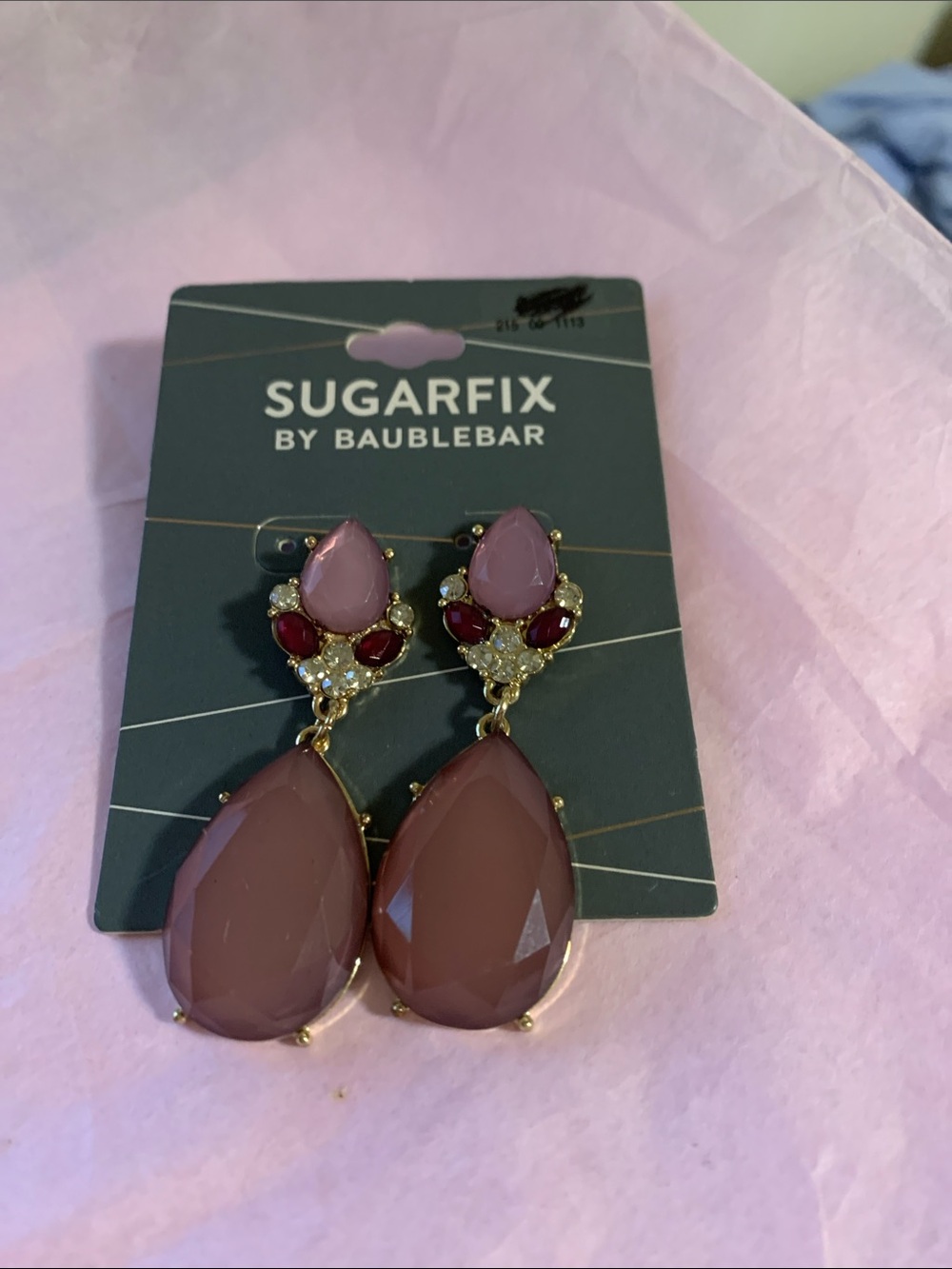 BaubleBar Rose Pink and Ruby Teardrop Dangle Earrings